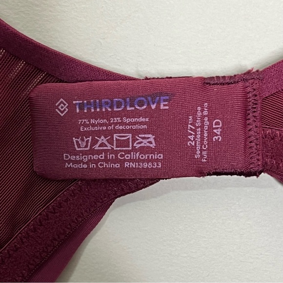 Third Love Seamless Full Coverage 24/7 Bra Maroon Rust Size 34D, fits like a 32D - Picture 7 of 7